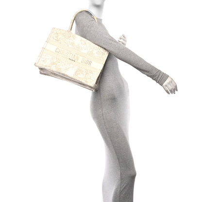 Christian Dior Canvas Embroidered Jardin D'Hiver Medium Book Tote Gold 2 of 11