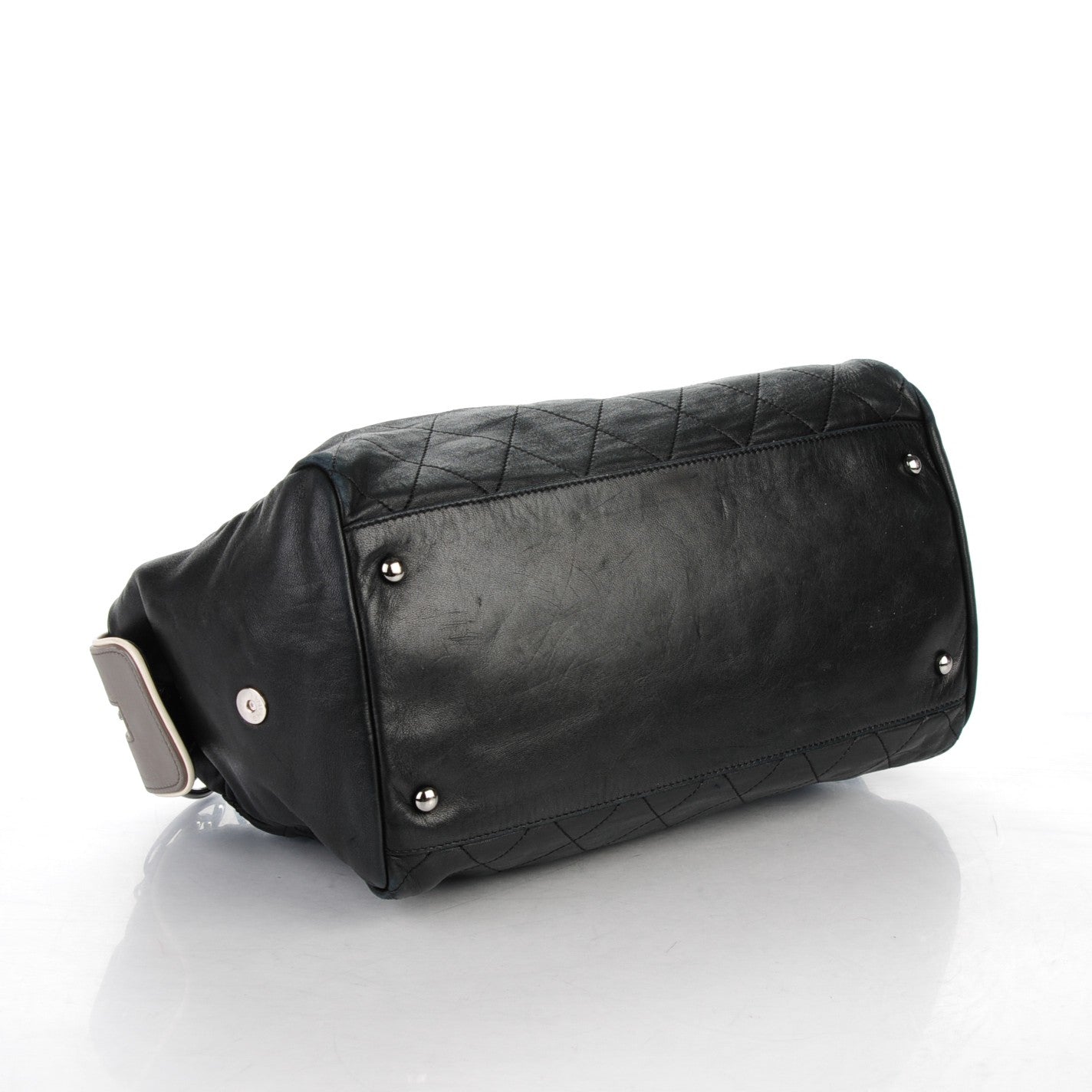 Lambskin Quilted Country Club Bowler Black