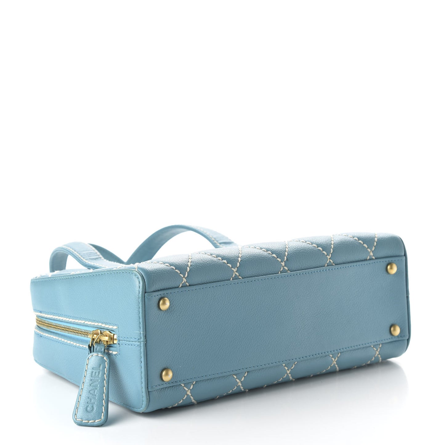 Calfskin Contrast Stitch Surpique Bowler Blue