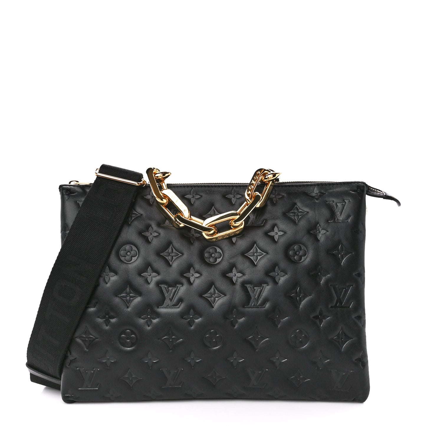 Lambskin Embossed Monogram Coussin MM Black