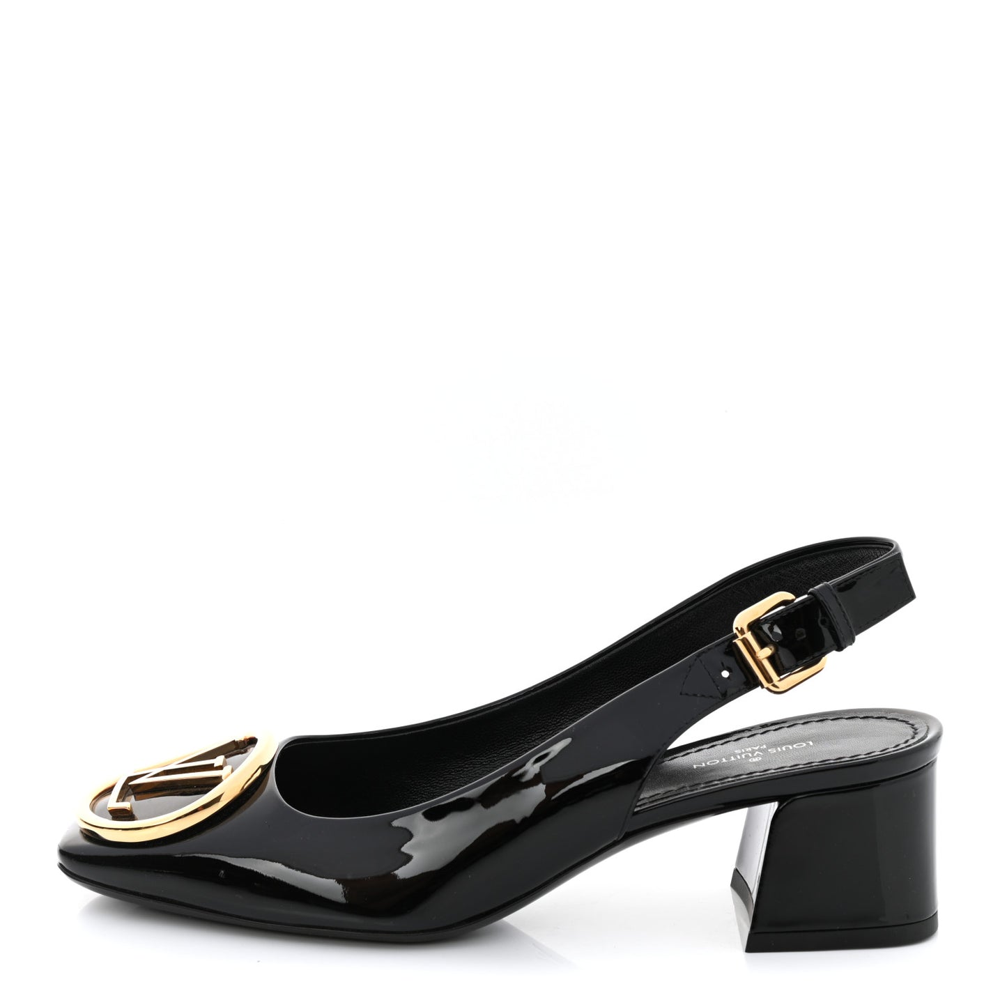 Patent Calfskin Madeleine Slingback Pumps 37 Black