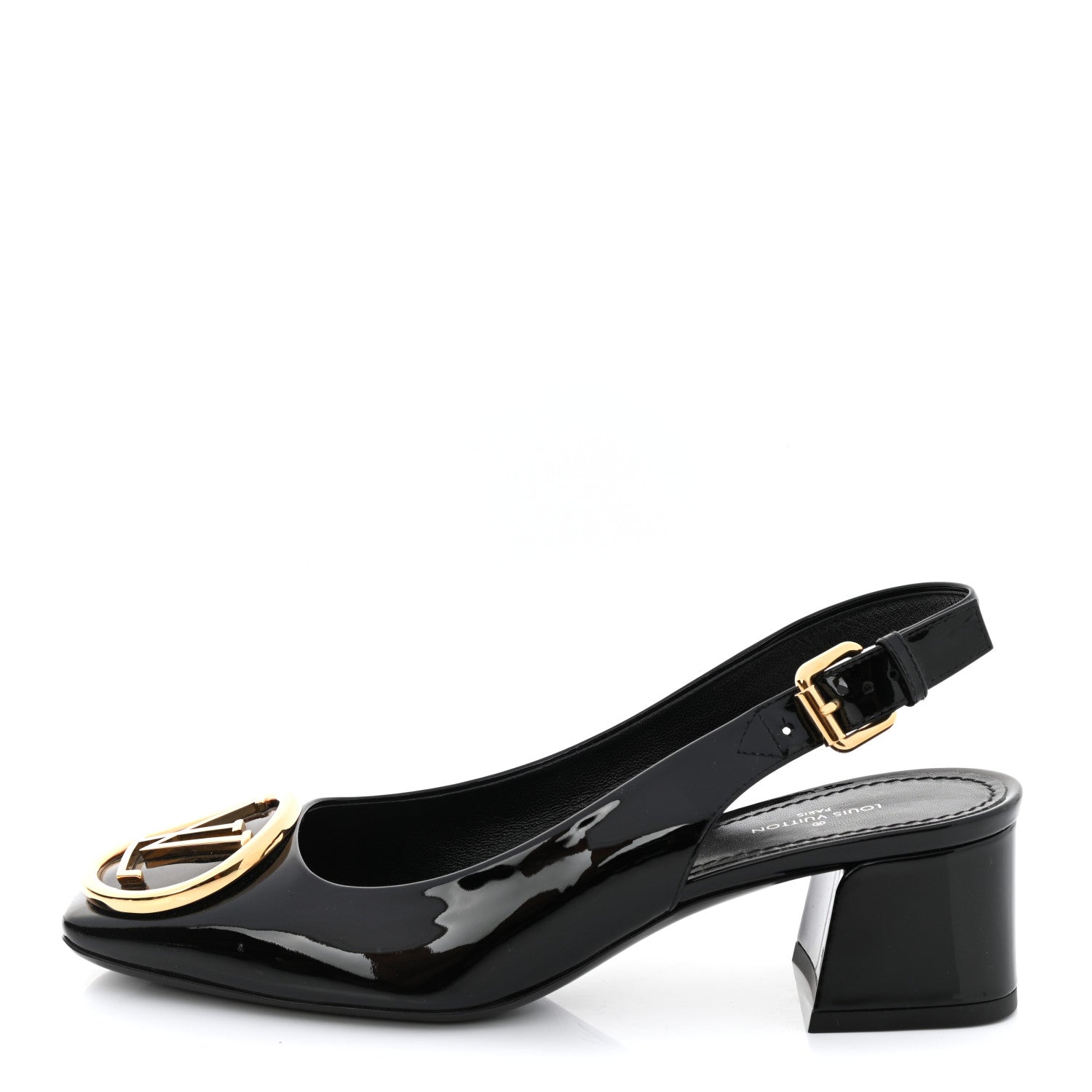 Louis Vuitton Patent Calfskin Madeleine Slingback Pumps 37 Black 2 of 9