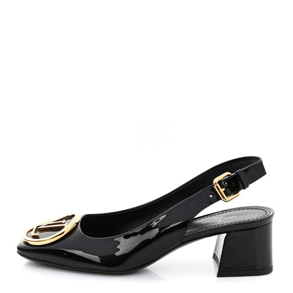 Louis Vuitton Patent Calfskin Madeleine Slingback Pumps 37 Black 2 of 9