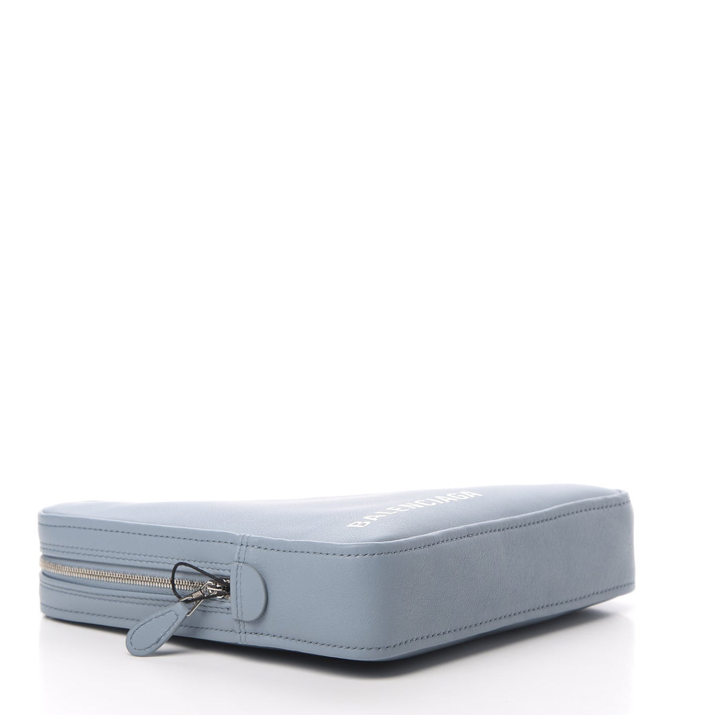 Shiny Day Calfskin Logo M Triangle Pouch Grey Blue White