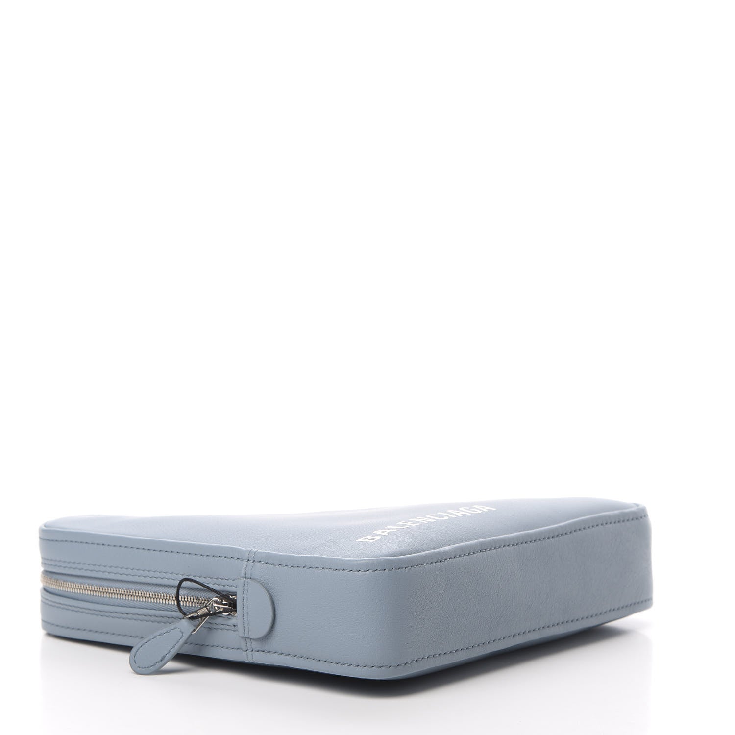 Balenciaga Shiny Day Calfskin Logo M Triangle Pouch Grey Blue White 4 of 8