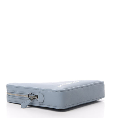 Balenciaga Shiny Day Calfskin Logo M Triangle Pouch Grey Blue White 4 of 8