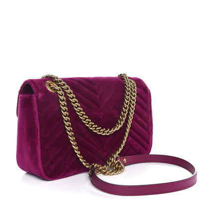 Gucci Velvet Matelasse Small GG Marmont Shoulder Bag Fuchsia Violet Cyclamen 4 of 8