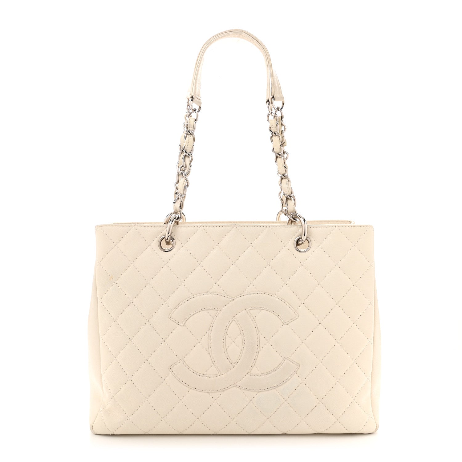 Chanel Caviar Quilted Grand Shopping Tote GST White 1 of 16