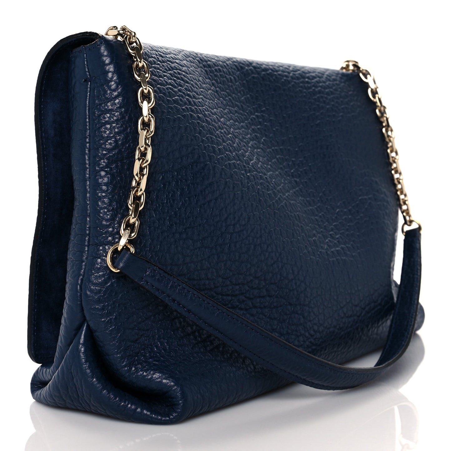 Signature Grain Large Mildenhall Shoulder Bag Blue Carbon