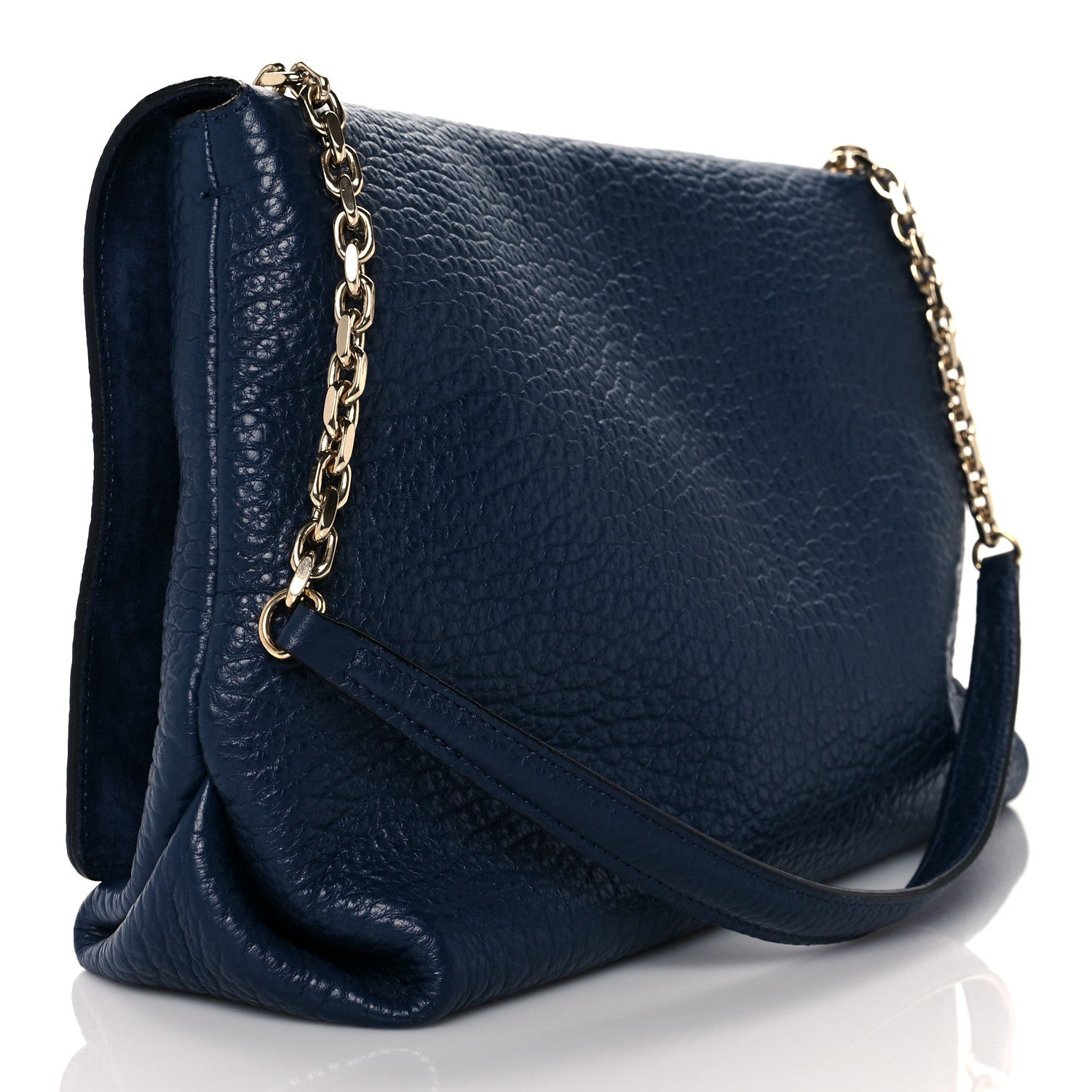 Burberry Signature Grain Large Mildenhall Shoulder Bag Blue Carbon 4 of 11