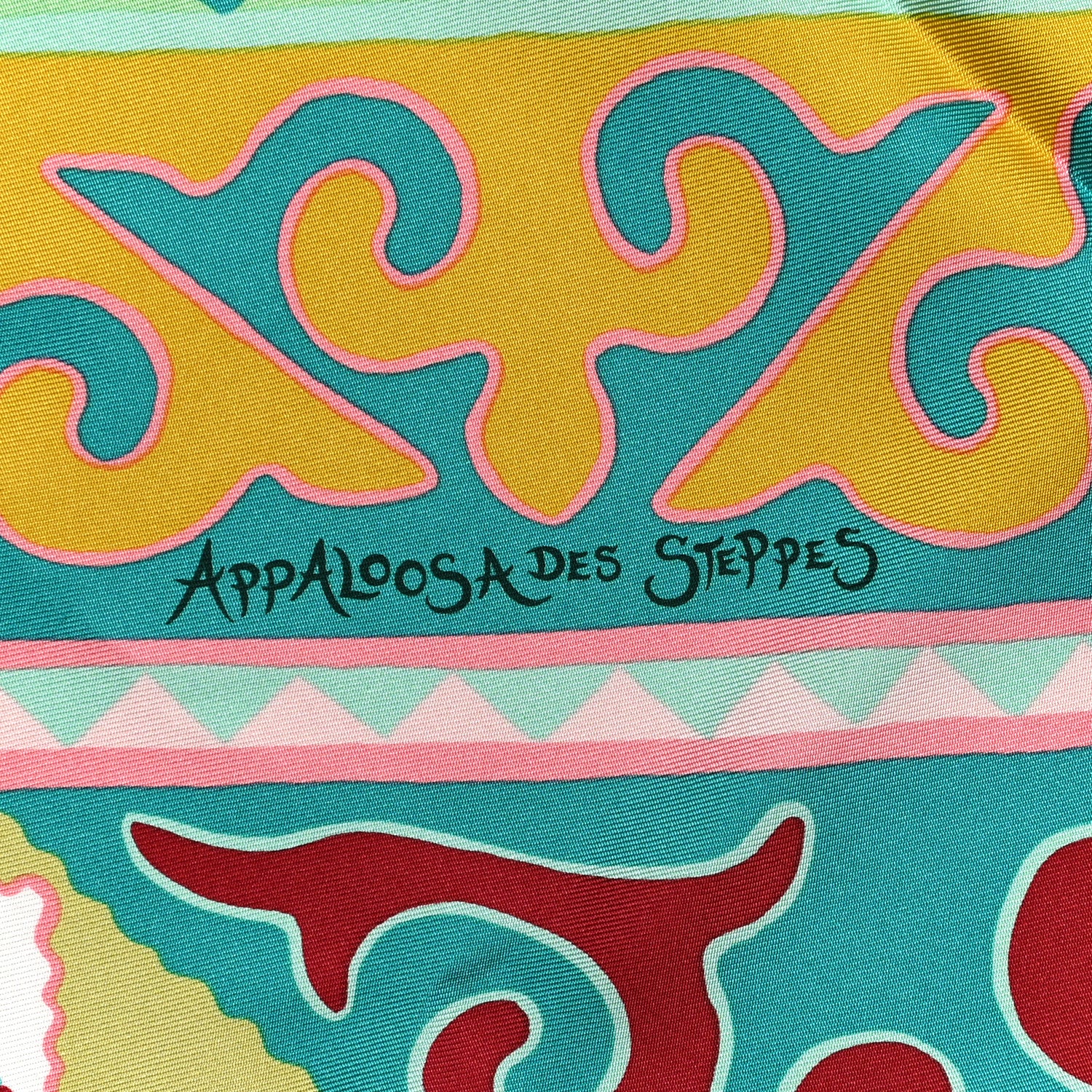 Hermes Silk Appaloosa Des Steppes Scarf 90 Creme Black Vert 5 of 6