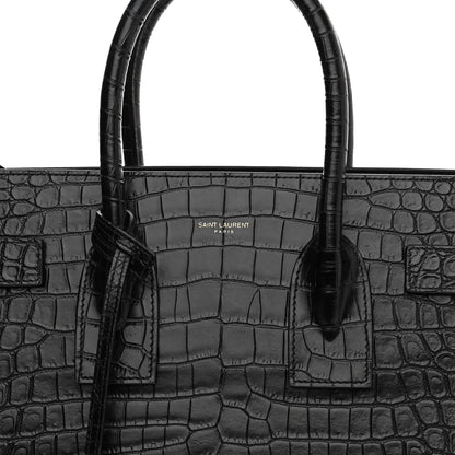 Saint Laurent Calfskin Crocodile Embossed Small Sac de Jour Black 7 of 15