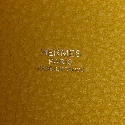 Hermes Taurillon Clemence Casaque Picotin Lock 18 PM Lime Sesame 6 of 11