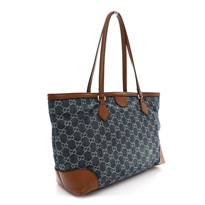 Gucci New Denim GG Monogram Medium Ophidia Shopping Tote Blue Tea Cuir 3 of 11