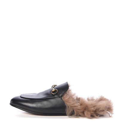 Gucci Calfskin Fur Womens Princetown Slippers 41 Black 1 of 12