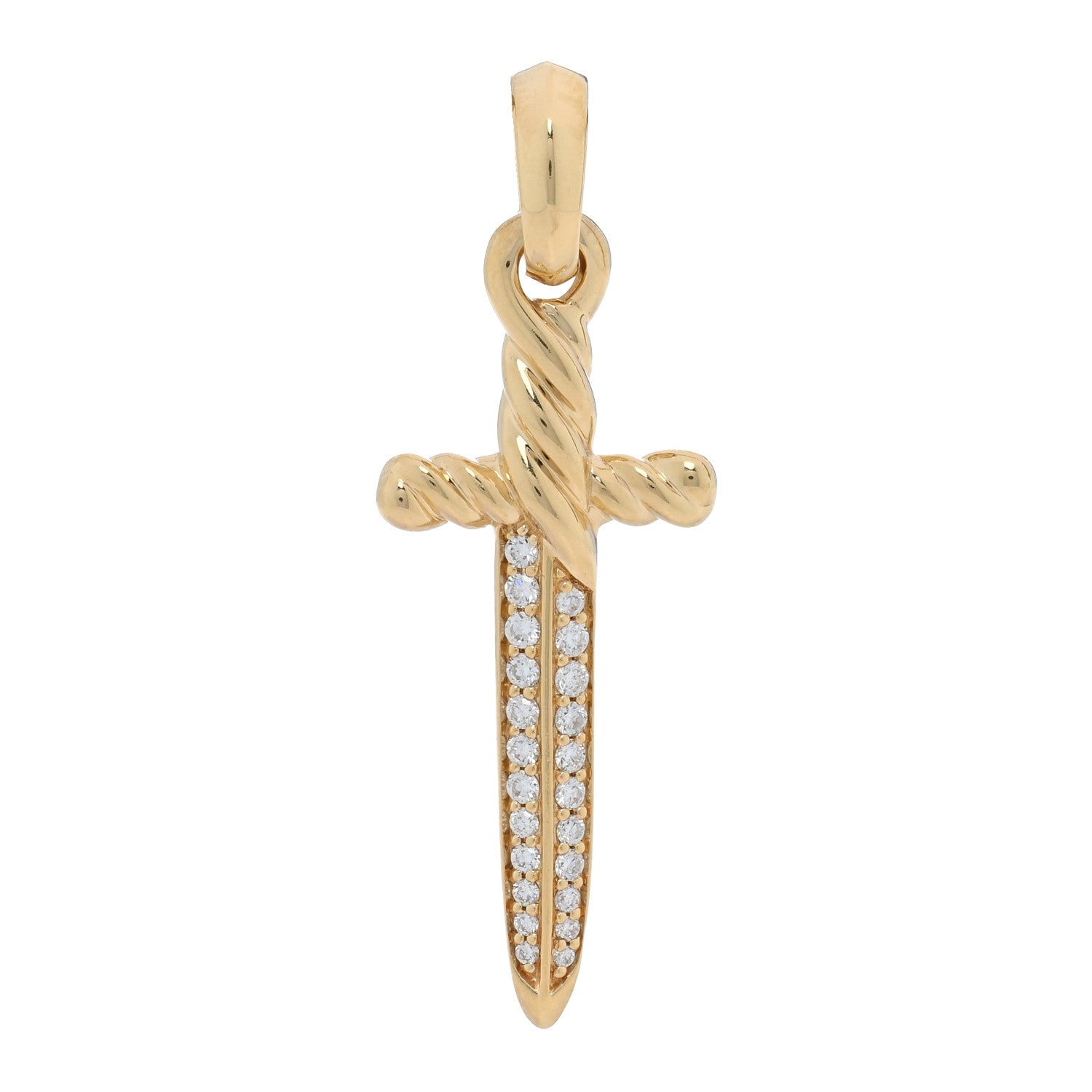 David Yurman 18K Yellow Gold Diamond Petrvs Dagger Amulet Pendant 1 of 3