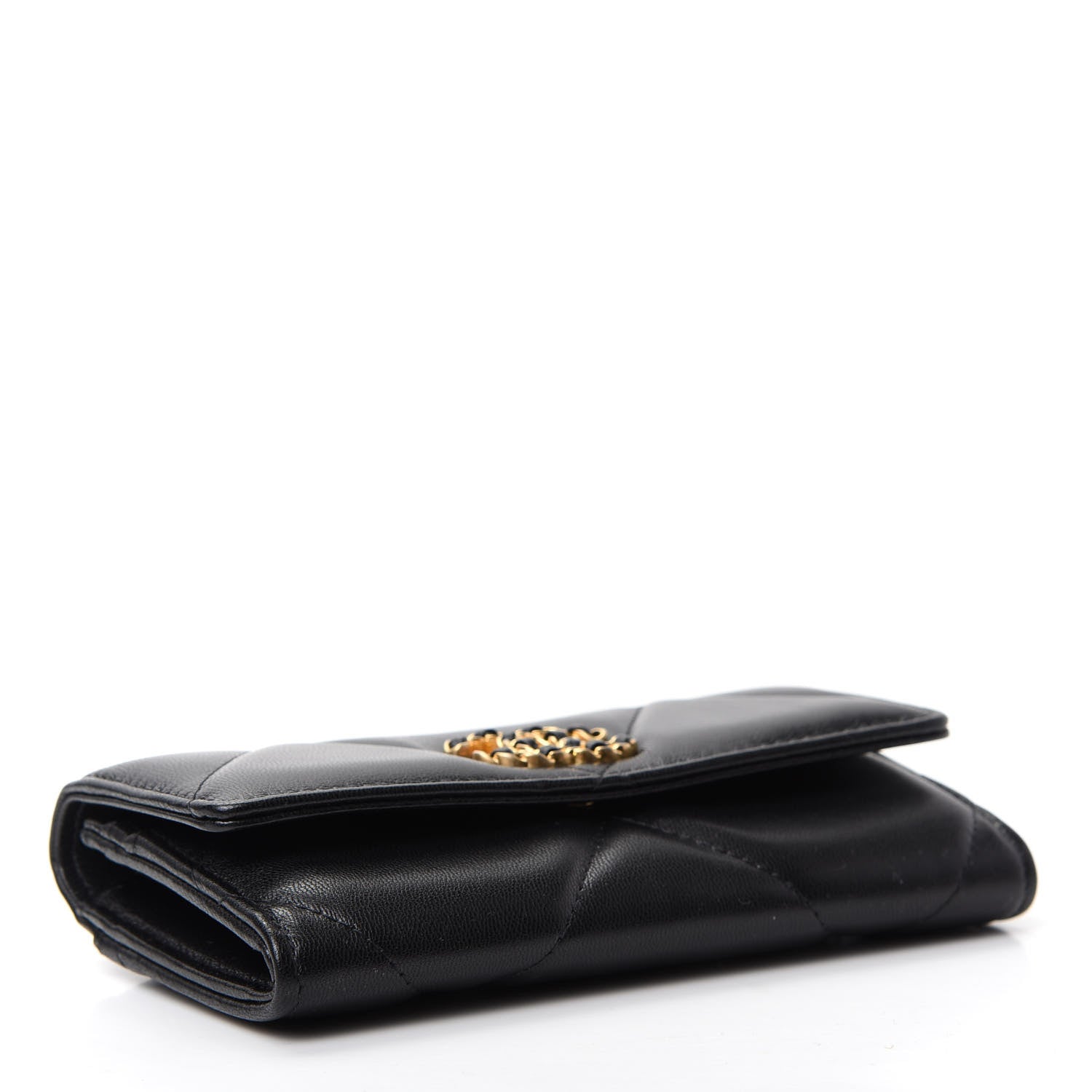 Chanel Goatskin Quilted Chanel 19 Flap Wallet Black 3 of 8