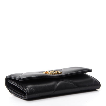 Chanel Goatskin Quilted Chanel 19 Flap Wallet Black 3 of 8