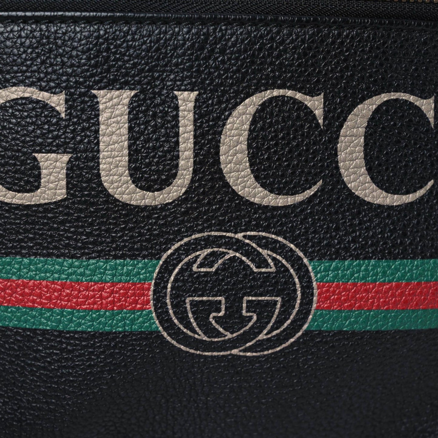 Grained Calfskin Logo Belt Bag Black