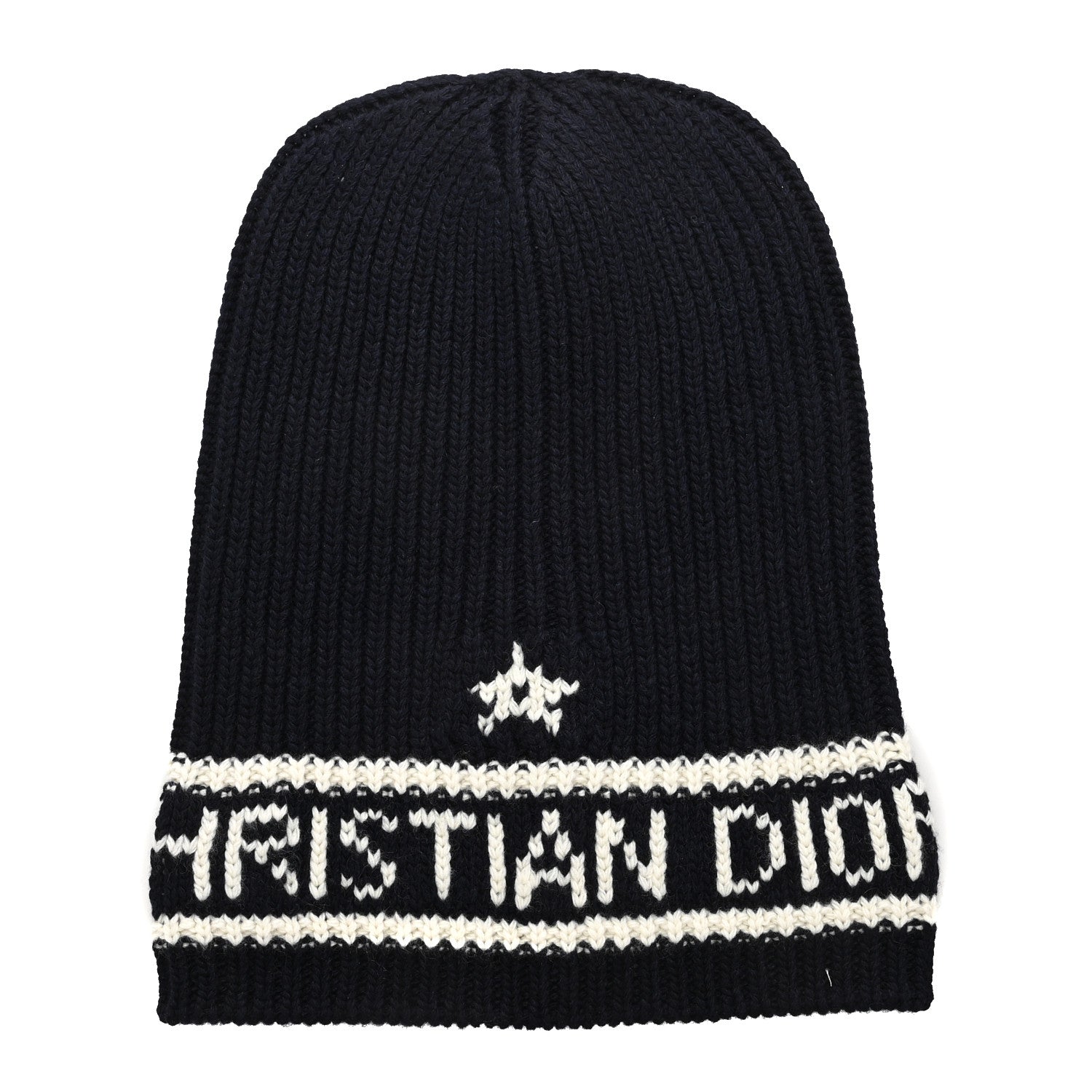 Christian Dior Wool Cashmere Star Beanie Blue Marine 1 of 4