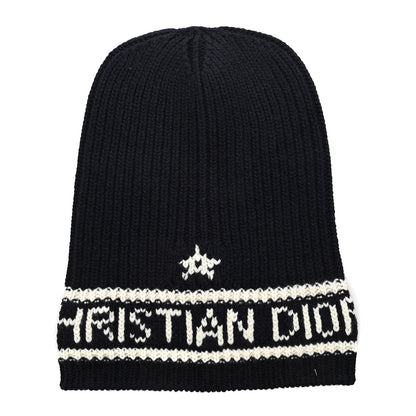 Christian Dior Wool Cashmere Star Beanie Blue Marine 1 of 4