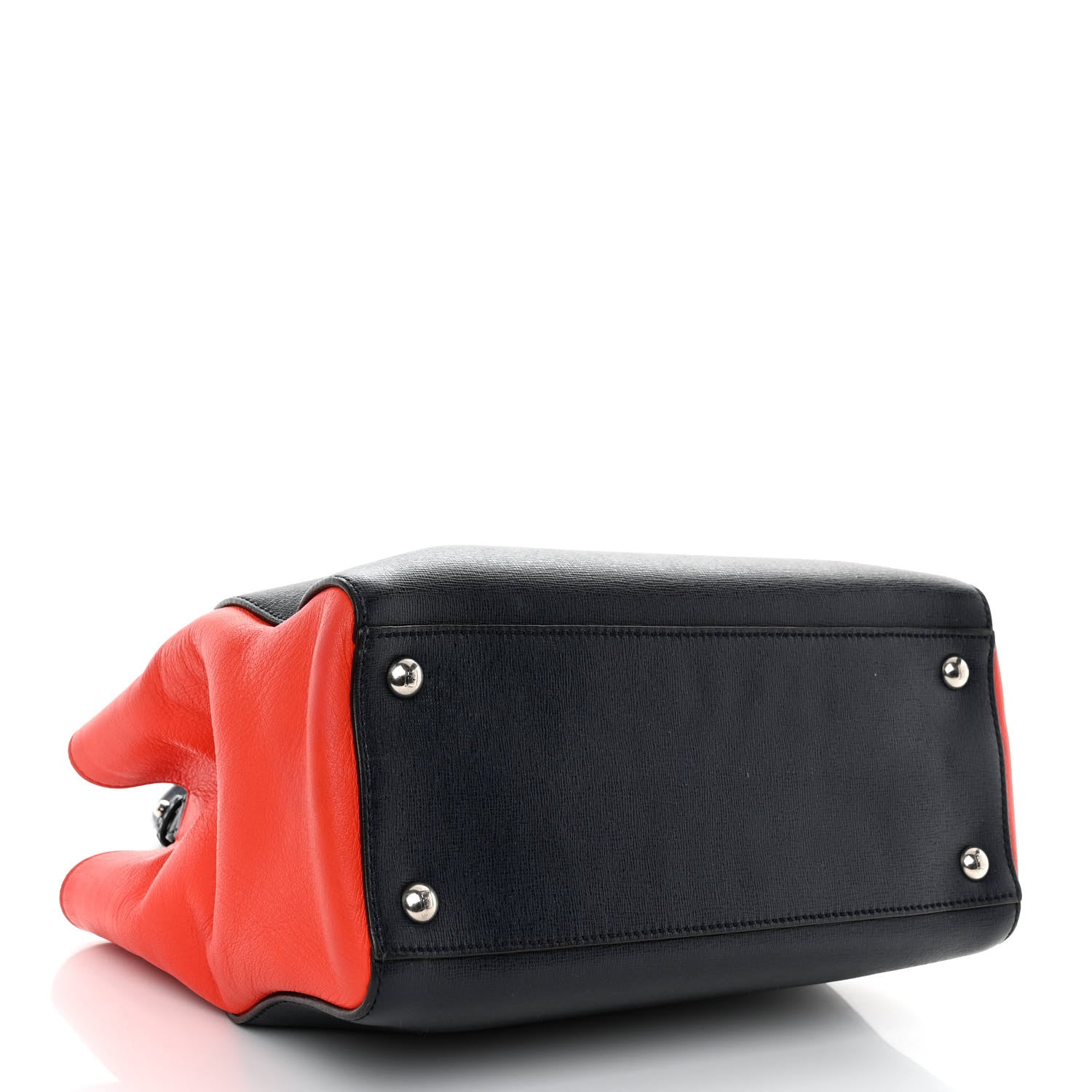 Fendi Vitello Elite Bi-Color Petite 2Jours Tote Blue Notte Papavero 4 of 11