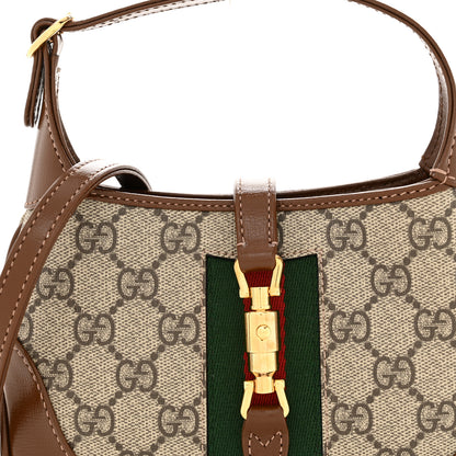 Gucci GG Supreme Monogram Azalea Calfskin Web Mini Jackie 1961 Hobo Beige Ebony Brown Sugar 8 of 10