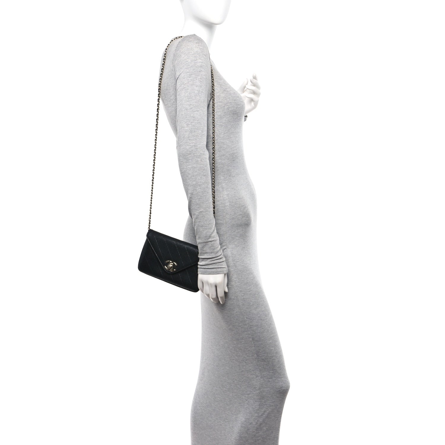 Chanel Caviar Envelope Wallet On Chain WOC Black 2 of 11