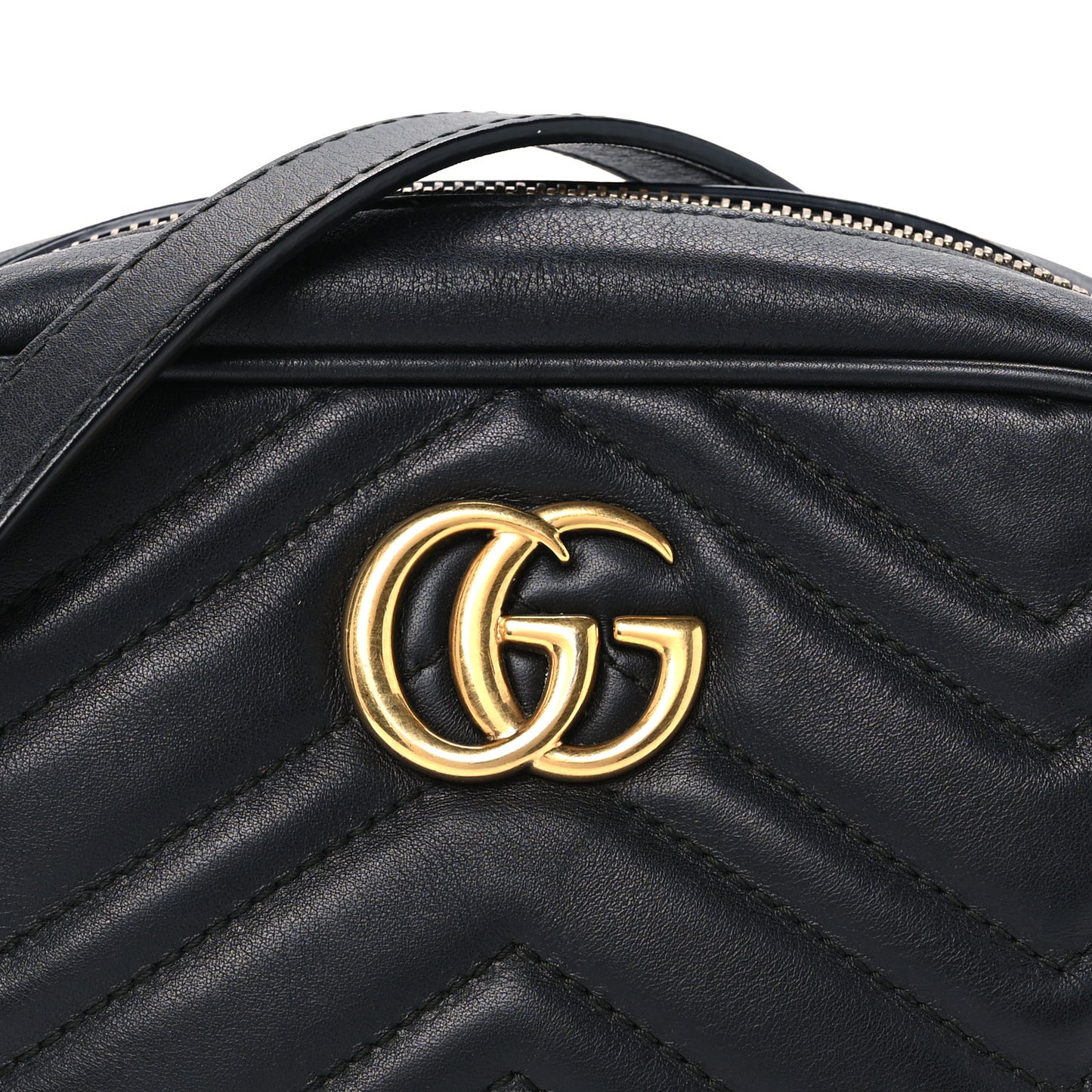 Calfskin Matelasse Mini GG Marmont Chain Shoulder Bag Black