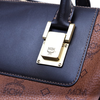 MCM Visetos Boston Bag Brown Black 12 of 12