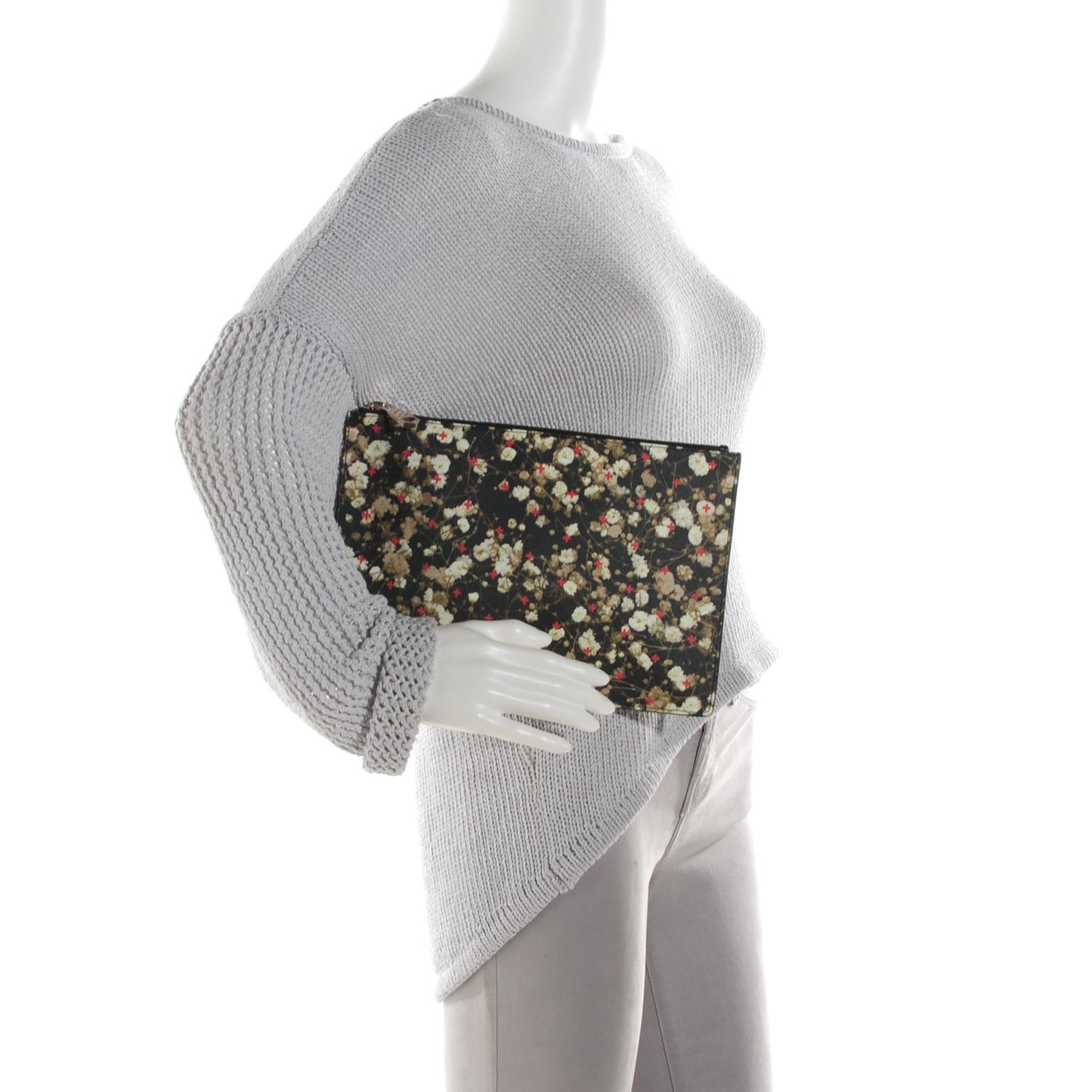 Canvas Baby's Breath Print Medium Zip Pouch