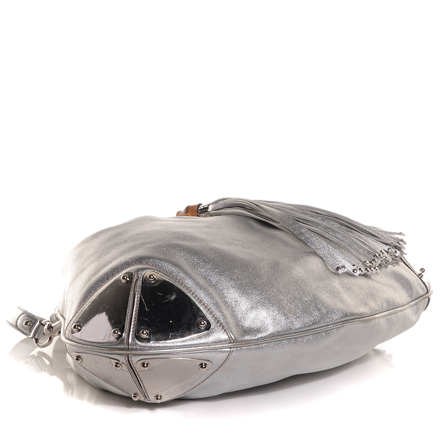 Gucci Leather Large Indy Top Handle Hobo Silver 4 of 7