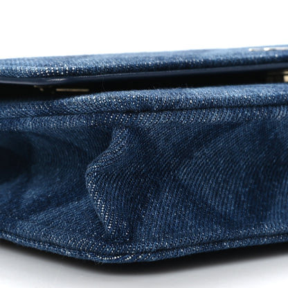 Chanel Denim Printed Wallet On Chain WOC Dark Blue 8 of 9