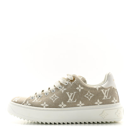 Louis Vuitton Denim Monogram Time Out Sneakers 38 Beige 1 of 8