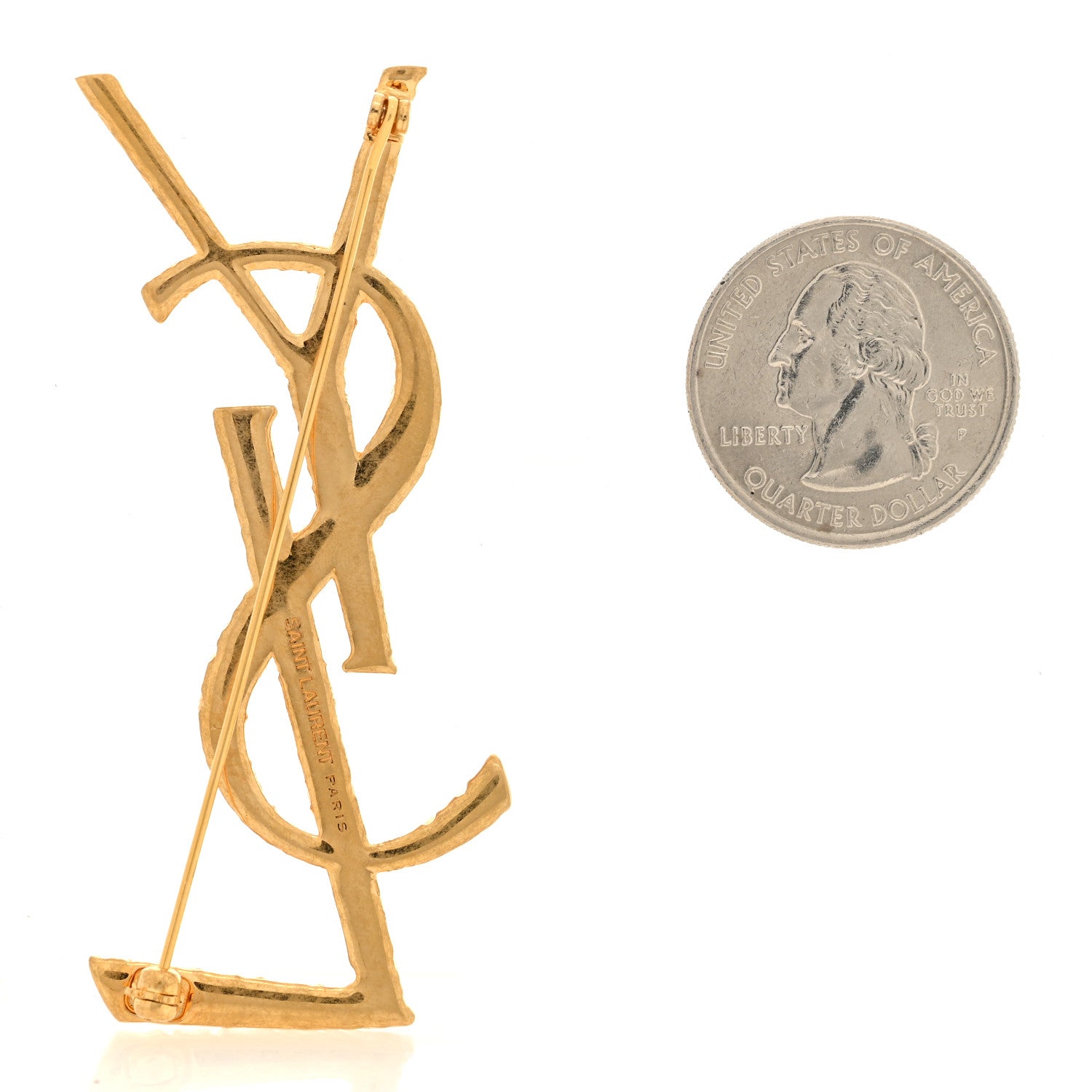 Saint Laurent Brass Cassandre Opyum YSL Twisted Brooch Gold 2 of 4