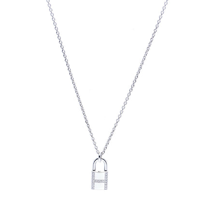 Hermes 18K White Gold Diamond Amulettes Cadenas Pendant Necklace 1 of 7