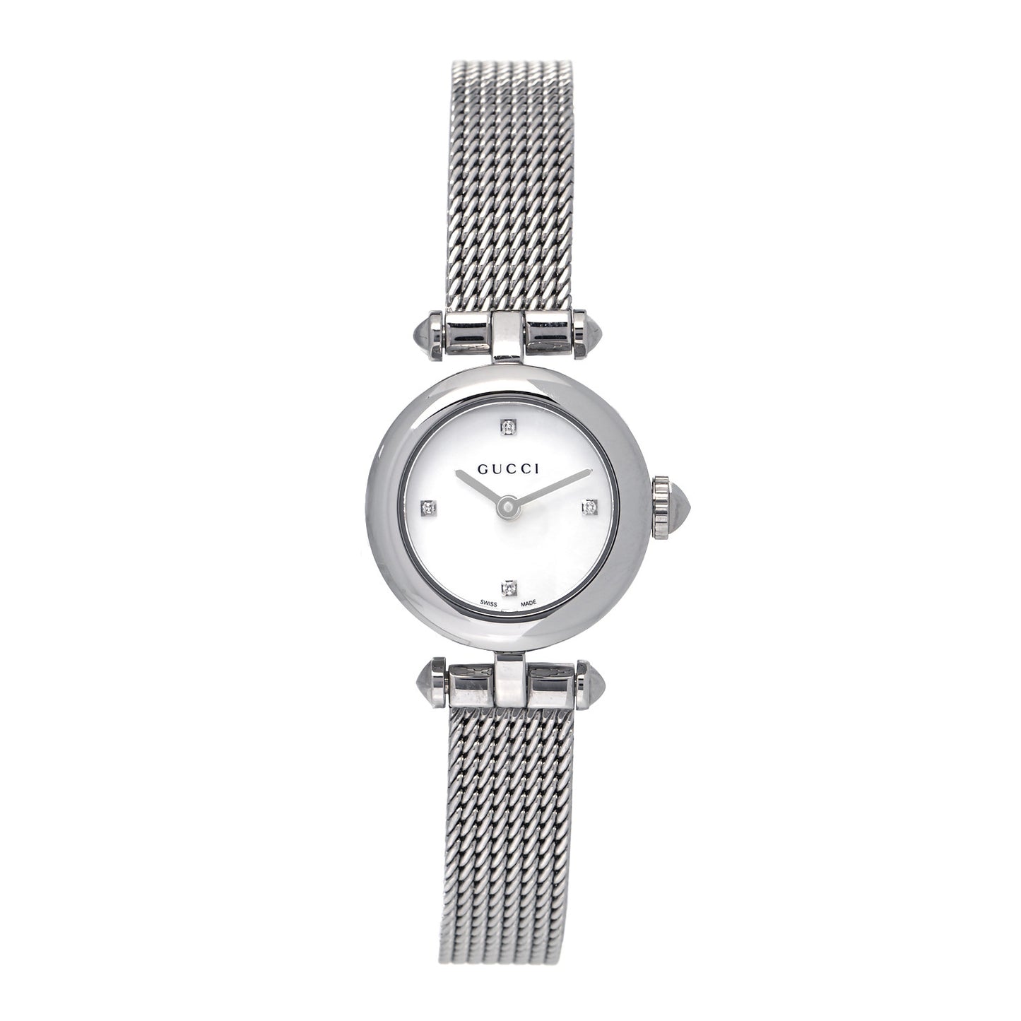 Stainless Steel Diamond Mother of Pearl 22mm Diamantissima Mesh Quartz Watch