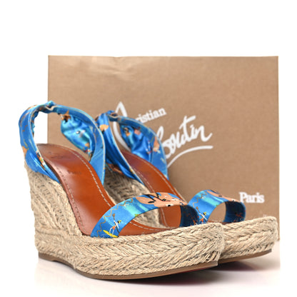 Christian Louboutin Satin Monica Du Desert 110 Espadrille Wedges 41 Blue Multicolor 8 of 8