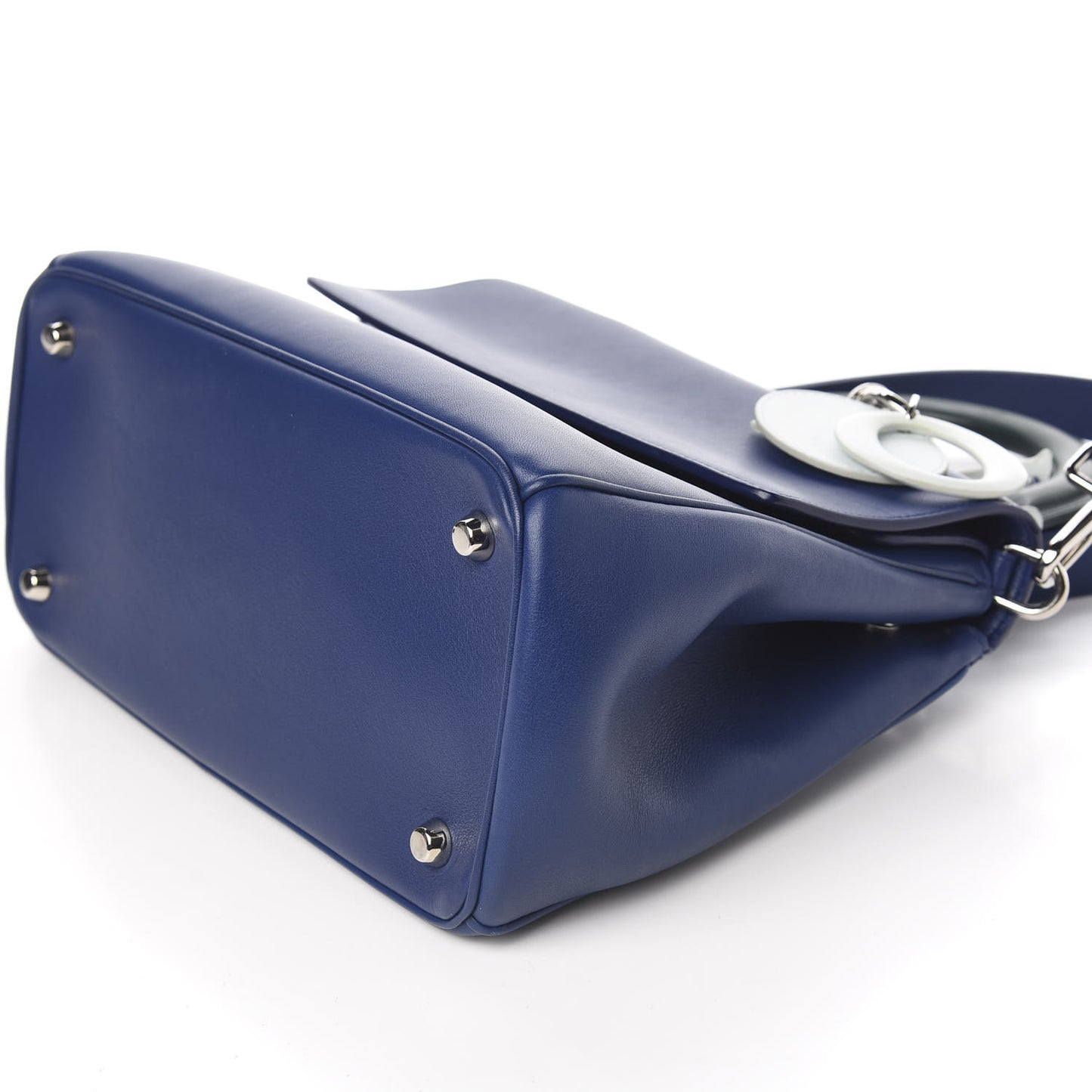 Smooth Calfskin Small Tri-Color Be Dior Flap Blue Celeste Deep Green