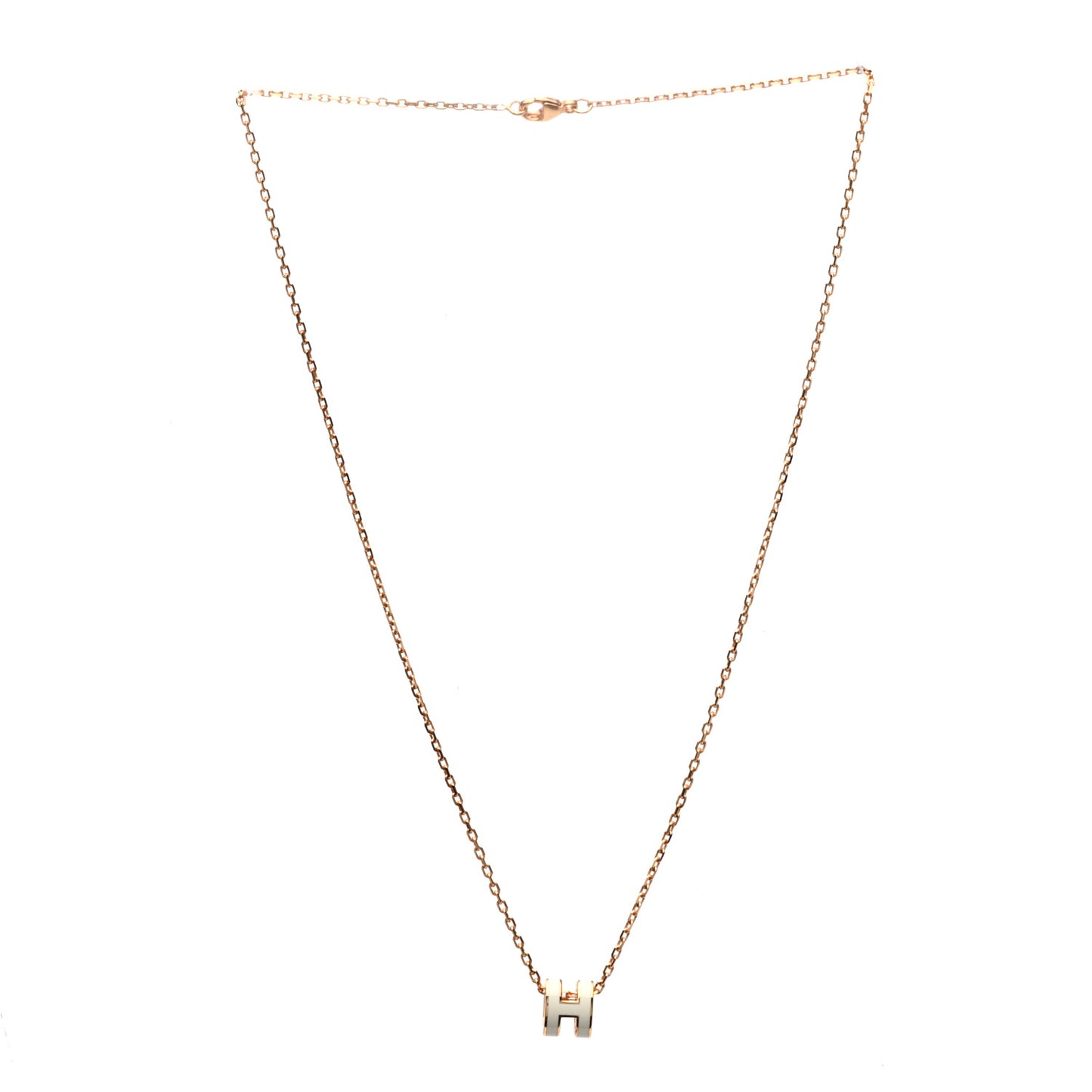 Lacquered Rose Gold Mini Pop H Pendant Necklace White
