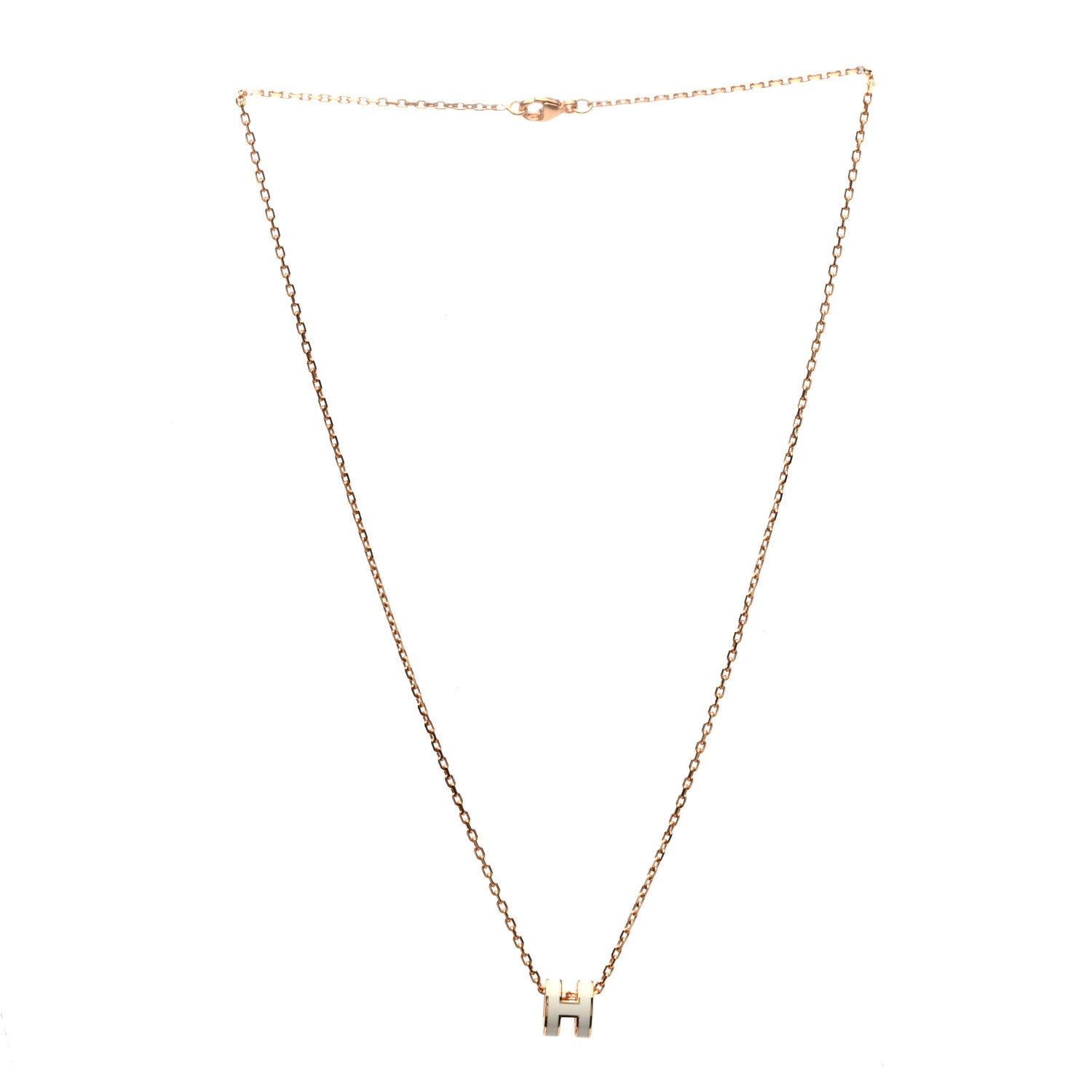 Hermes Lacquered Rose Gold Mini Pop H Pendant Necklace White 3 of 6