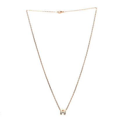 Hermes Lacquered Rose Gold Mini Pop H Pendant Necklace White 3 of 6