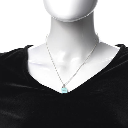 Tiffany Sterling Silver Enamel Shopping Bag Pendant Necklace Blue 2 of 6