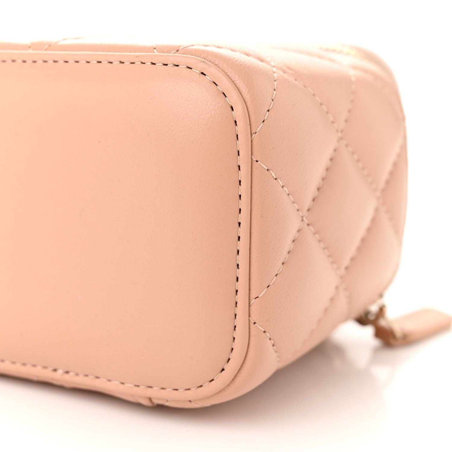 Chanel Lambskin Quilted Top Handle Mini Vanity Case With Chain Beige 10 of 13