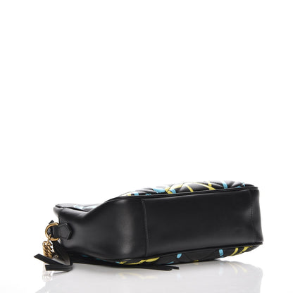 Gucci Calfskin Matelasse GucciGhost Medium GG Marmont Chain Shoulder Bag Black New Acquamarine 4 of 8
