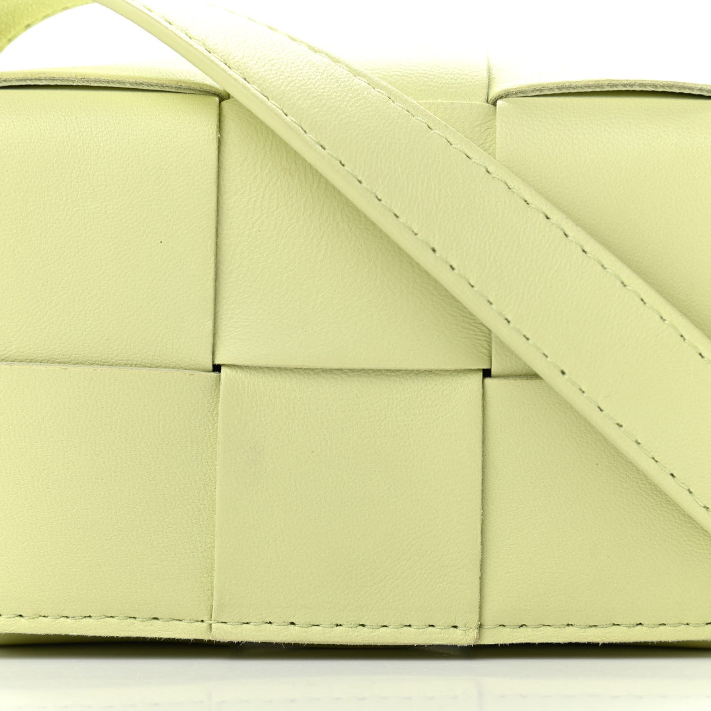 Lambskin Maxi Intrecciato Extra Mini Cassette Crossbody Bag Lemon Washed