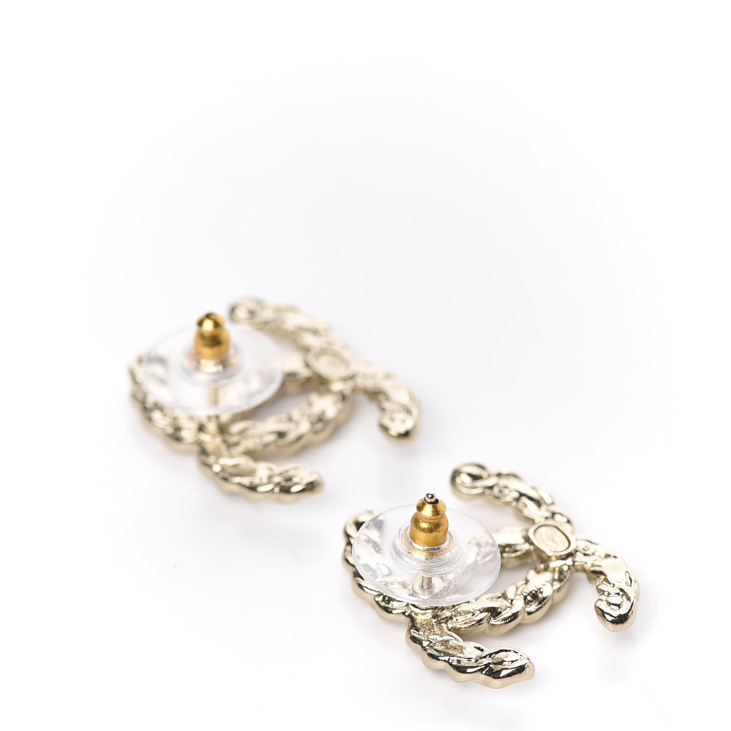 Enamel Metal Chain French New Wave CC Earrings Black Gold
