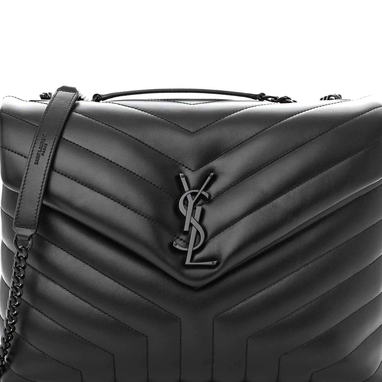 Saint Laurent Calfskin Y Quilted Monogram Monochrome Medium Loulou Chain Satchel Black 8 of 11