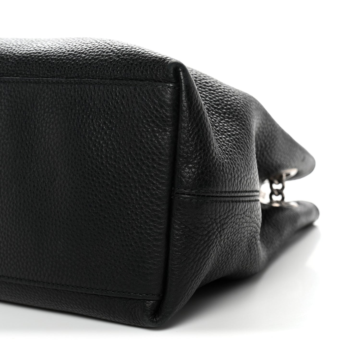 Pebbled Calfskin Studded Medium Soho Chain Shoulder Bag Black