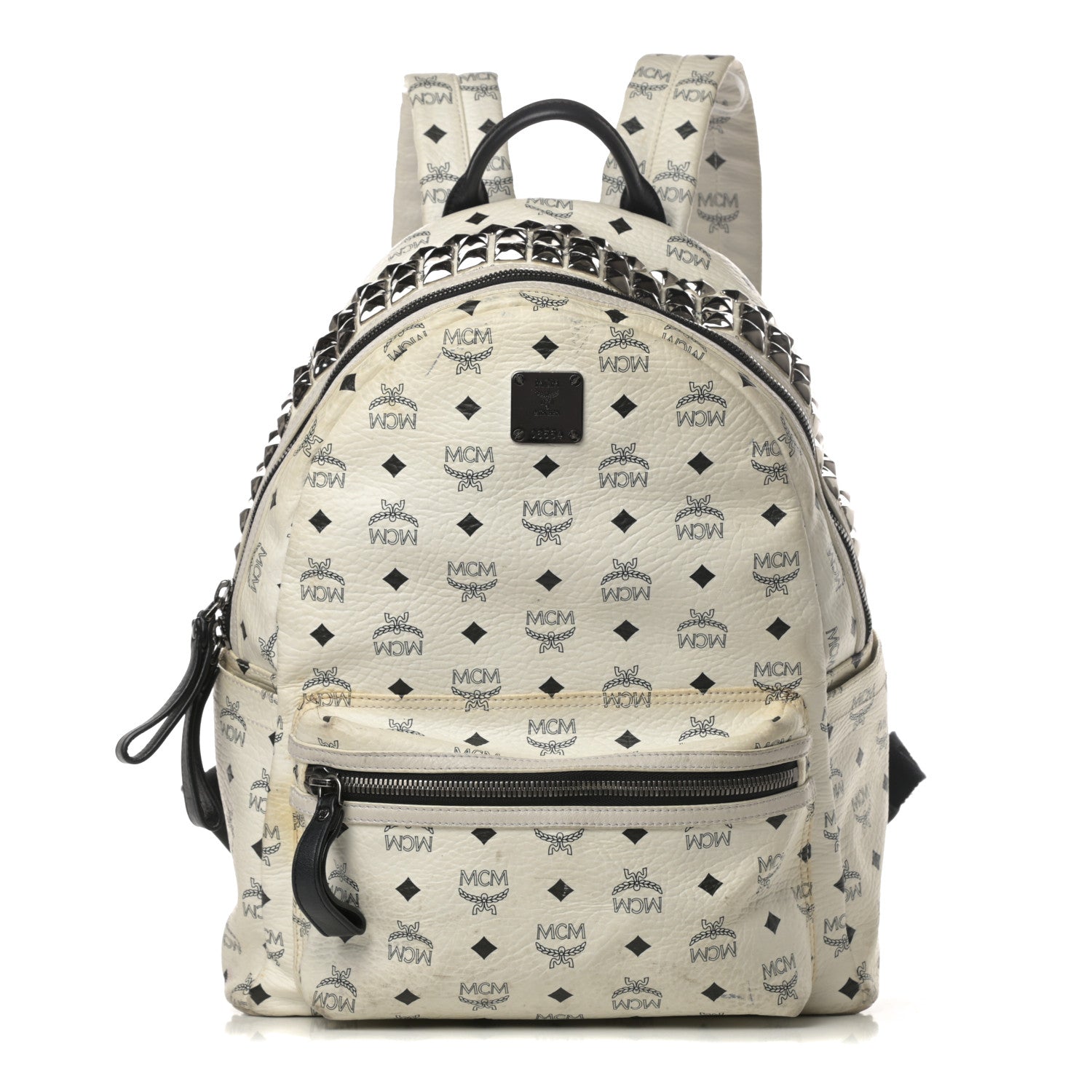 MCM Visetos Crown Stud Medium Stark Backpack White 1 of 17